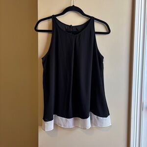 BCX Black and White Contrast Hem Blouse